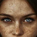 beautiful woman with freckles on face